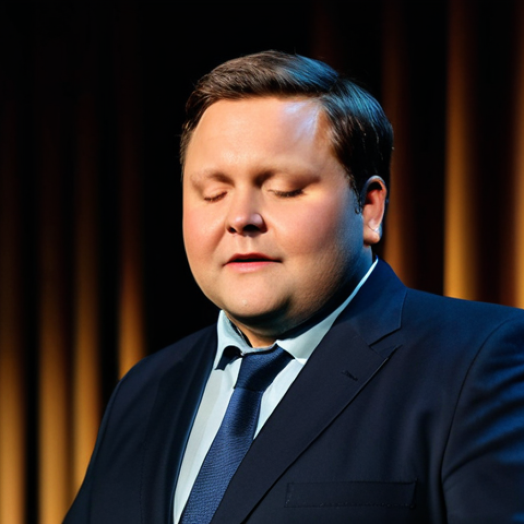 The Humble Performer**
"A professional portrait of Paul Potts, fully clothed in a modest but well-fitting suit, standing on a simple stage with soft, warm lighting. The background is blurred, suggesting a local community theater. He is holding a microphone, eyes closed, with a serene expression. Perfect anatomy, natural pose, well-formed hands, proper finger count, safe for work, appropriate content, professional, family-friendly, high quality."
**
